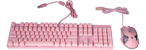 Teclado Mecánico Ergonómico Rosa Con Iluminación De 104 Tecl