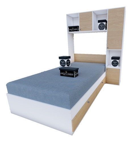 Cama Plaza Y Media Con Closet Y Librero 