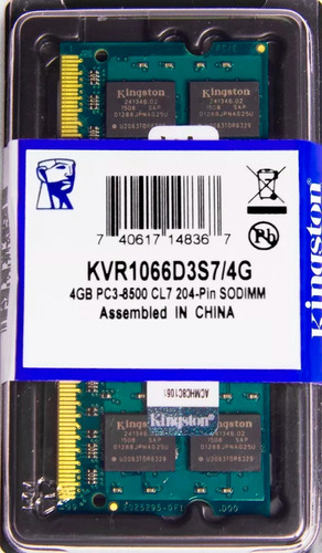 Memória Kingston Ddr3 4gb 1066 Mhz Notebook 16 Chips 1.5v