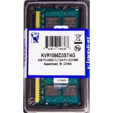 Memória Kingston Ddr3 4gb 1066 Mhz Notebook 16 Chips 1.5v