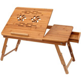 Mesa Laptop Bambú Madera Enfriadora Ventilador Portátil 
