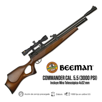 Rifle Pcp Beeman Commander Cal. 5.5 3000 Psi Madera 5.5 Mm | Meses sin interés