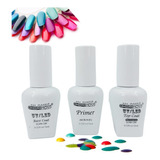 Kit Primer, Top Y Base Coat Para Uñas Esmaltado Permanente