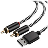Cable Auxiliar De Audio Usb A 2 Machos Rca Para Pc Estéreo Y