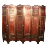 Biombo Vintage Oriental De Madera Con 6 Paneles