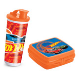 Botella Practivaso Y Cuadrilunch Hot Wheels Tupperware 