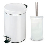 Tacho Cesto Basura 5l + Cepillo Escobilla Baño Blanco