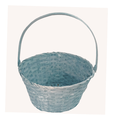 Cesta Decorativa De Bambu C/ Alça 35cm Azul