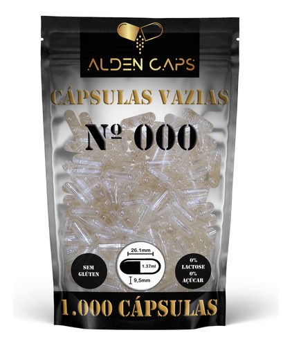 1.000 Cápsulas Vazias De Gelatina Incolor  Nº 000 (1.400mg)