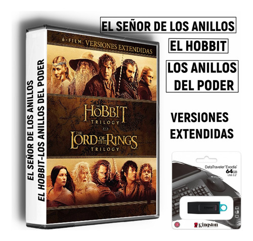 Saga El Señor De Los Anillos+el Hobbit+anillos Del Poder Usb