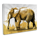 Cuadro Lienzo Canvas 60x80cm Elefante Dorado Pintura Oleo