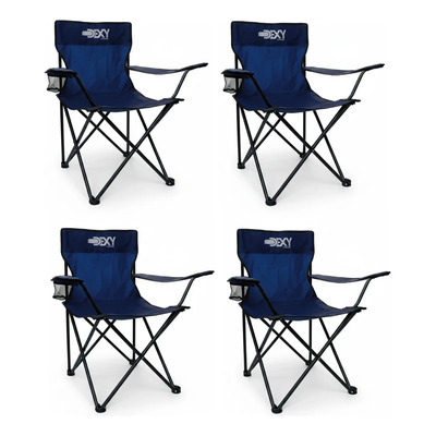 4 Sillas Playera Plegable Portatil Para Exteriores Camping Color Azul oscuro | Envío gratis