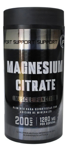 Magnesium Citrate Recuperación Muscular 200 Cápsulas Fnl Sabor Neutro