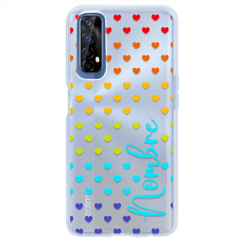 Funda Para Realme Corazones Colores Personalizada Con Nombre