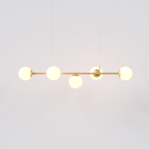 Lustre Pendente Linear Orbit Moderno 5 Globos Sala De Jantar