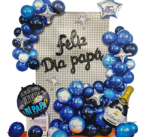 Kit Decoración Dia Del Padre Globo De Botella Feliz Dia Papa