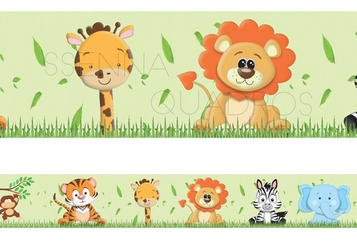 Faixa Decorativa Infantil Bebê Papel Parede Safari Animais