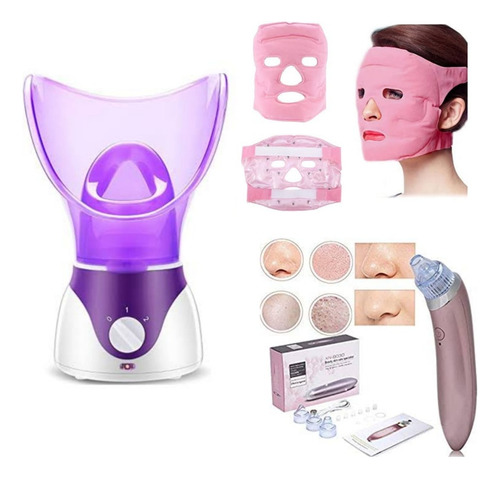 Vaporizador Facial Sauna Succión Espinillas Máscara Gel Frío