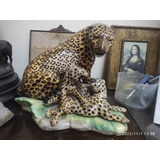 Figura De Cerámica Leopardo Favaro Cecchetto Made In Italy
