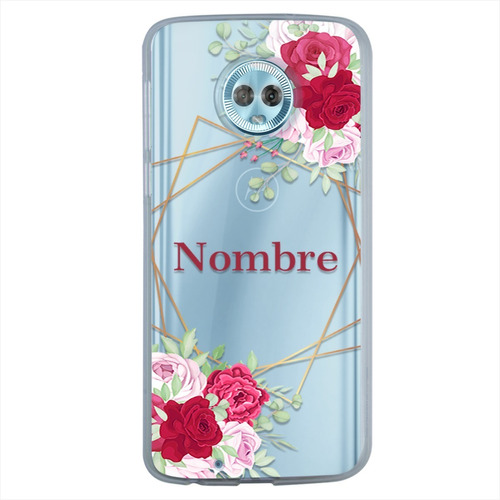 Funda Motorola  Uso Rudo Flores Personalizada Con Tu Nombre