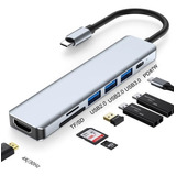 Hub Type-c 7 Em 1 Usb 3.0 Hdmi Micro Sd Mac Notebook Pc Dell