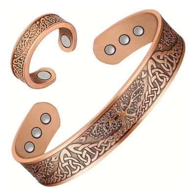 Brazalete Pulsera De Cobre Puro Magnética Árbol De La Vida Marrón 7 Cm 18 Cm | Meses sin interés