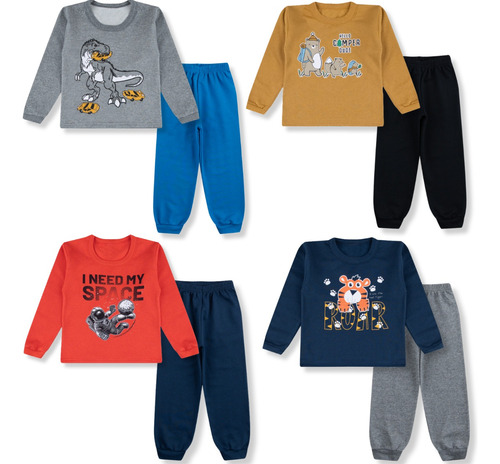 Kit 4 Conjunto Infantil Inverno Roupa De Frio Menino