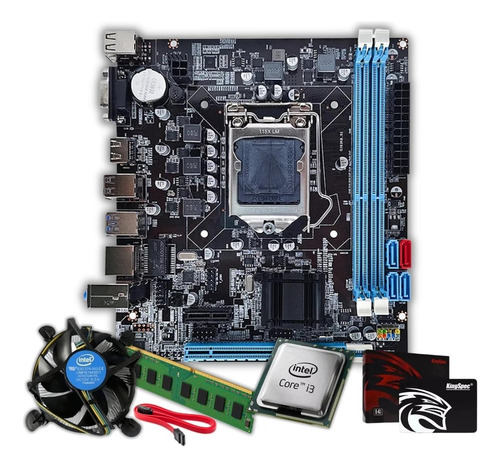 Kit Core I3 2100 + Placa Mãe H61 + 8gb + Fonte + Ssd 120gb