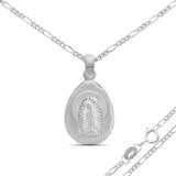 Medalla De Virgen Guadalupe Plata Fina 925 Collar Mujer 45cm