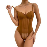 Blusa Body Corselet Mujer Sexy Fiesta Perspectiva Corset .