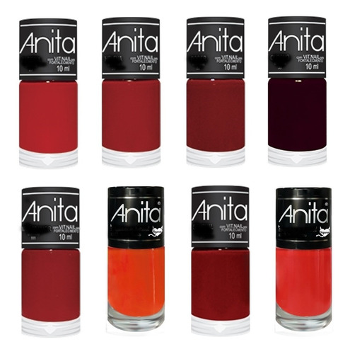 Esmaltes Anita Coleção De Vermelhos Cremosos Com 8 Cores