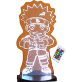 Lampara Led 3d Visual Ilusion Acrilic Mini Naruto Base Negra