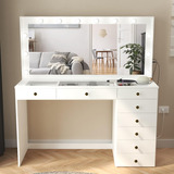 Serena Pro White Makeup Vanity With Lights And Hollywood Van