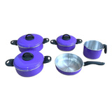 Kit Com 5 Peças De Panelas Cozinha Diária Roxo Sofisticadas