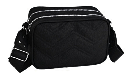 Cartera Bandolera Pm Complementos  Morral Bandolera Diseño Lisa De Cuero Sintético  Negra Con Correa De Hombro Negra