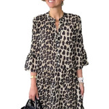 Vestido Con Estampado De Leopardo, Vestido Retro Estampado C
