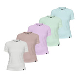 Kit 5 Blusinha Feminina Tshirt Cores Verão 100% Algodão 