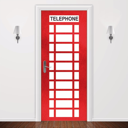Adesivo Decorativo Para Porta - Cabine Telefônica De Londres