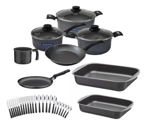 Set Combo Cocina Tramontina Teflon Antiadherente 32 Unidades