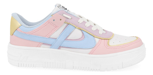 Tenis Panam Color Blanco Con Detalles Multicolor Para Mujer