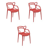 Kit 3 Cadeiras Jantar Allegra Vermelho Polipropileno