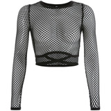 Blusa De Manga Larga Con Cuello Redondo Y Malla Transparente