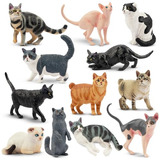 12 Figuras De Gato De Plástico Realistas Para Niños & Niñas