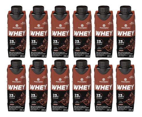 Piracanjuba Whey Zero Lactose Cacau 250 Ml 12 Unidades