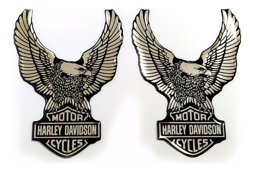Par Adesivo Compatível Harley Davidson Águia 3d Cromado Rs42 Cor Harley Davidson Águia Cromado