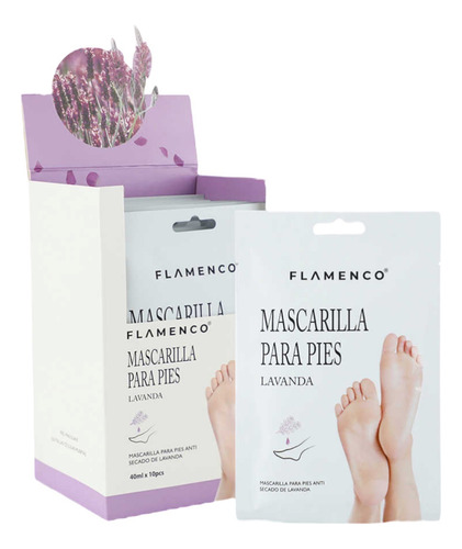 Caja 10 Mascarillas Para Pies Lavanda Flamenco