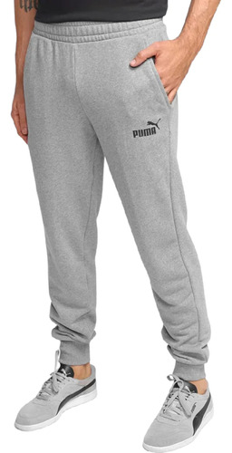 Pantalón Puma Essentials Logo Sportstyle Hombre Moda Gris