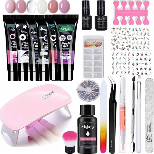 24 Unids Uñas Art Poly Gel Uv Kit De Extensión De Uñas Ge