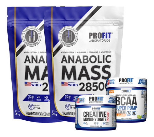 Combo 2x Hipercalorico + Creatina 90g + Bcaa Em Pó - Profit