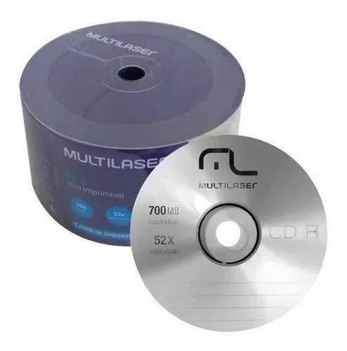 100 Cd-r Multilaser Pino Com 50 700mb 52x Não Imprimível